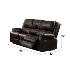 Zuriel Brown Synthetic Leather Motion Sofa - Ornate Home
