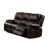 Zuriel Brown Synthetic Leather Motion Sofa - Ornate Home