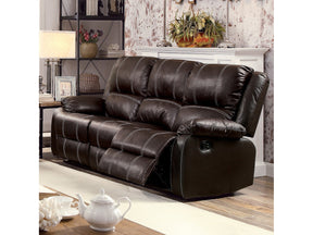 Zuriel Brown Synthetic Leather Motion Sofa - Ornate Home