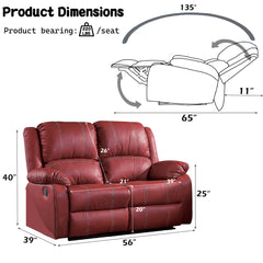 Zuriel Red Synthetic Leather Motion Loveseat - Ornate Home
