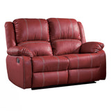 Zuriel Red Synthetic Leather Motion Loveseat - Ornate Home