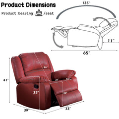 Zuriel Red Synthetic Leather Motion Rocker Recliner - Ornate Home