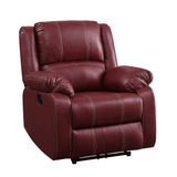 Zuriel Red Synthetic Leather Motion Rocker Recliner - Ornate Home