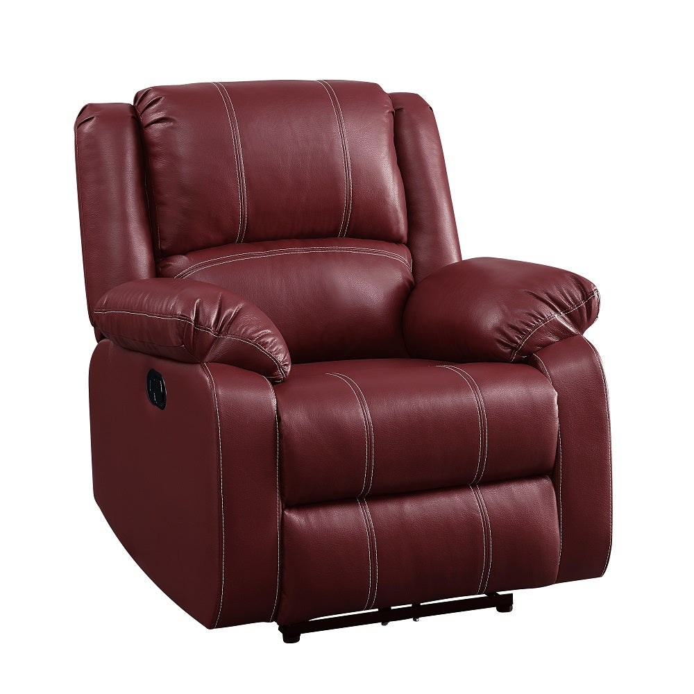 Zuriel Red Synthetic Leather Motion Rocker Recliner - Ornate Home
