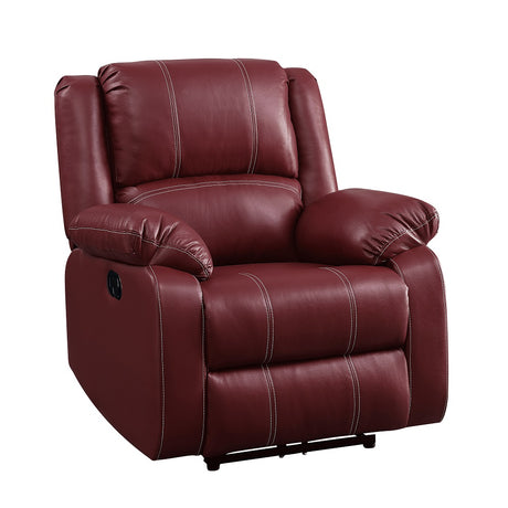Zuriel Red Synthetic Leather Motion Rocker Recliner - Ornate Home