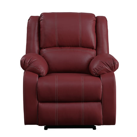 Zuriel Red Synthetic Leather Motion Rocker Recliner - Ornate Home