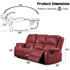 Zuriel Red Synthetic Leather Motion Sofa - Ornate Home