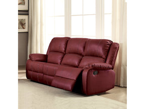 Zuriel Red Synthetic Leather Motion Sofa - Ornate Home