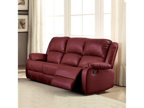Zuriel Red Synthetic Leather Motion Sofa - Ornate Home