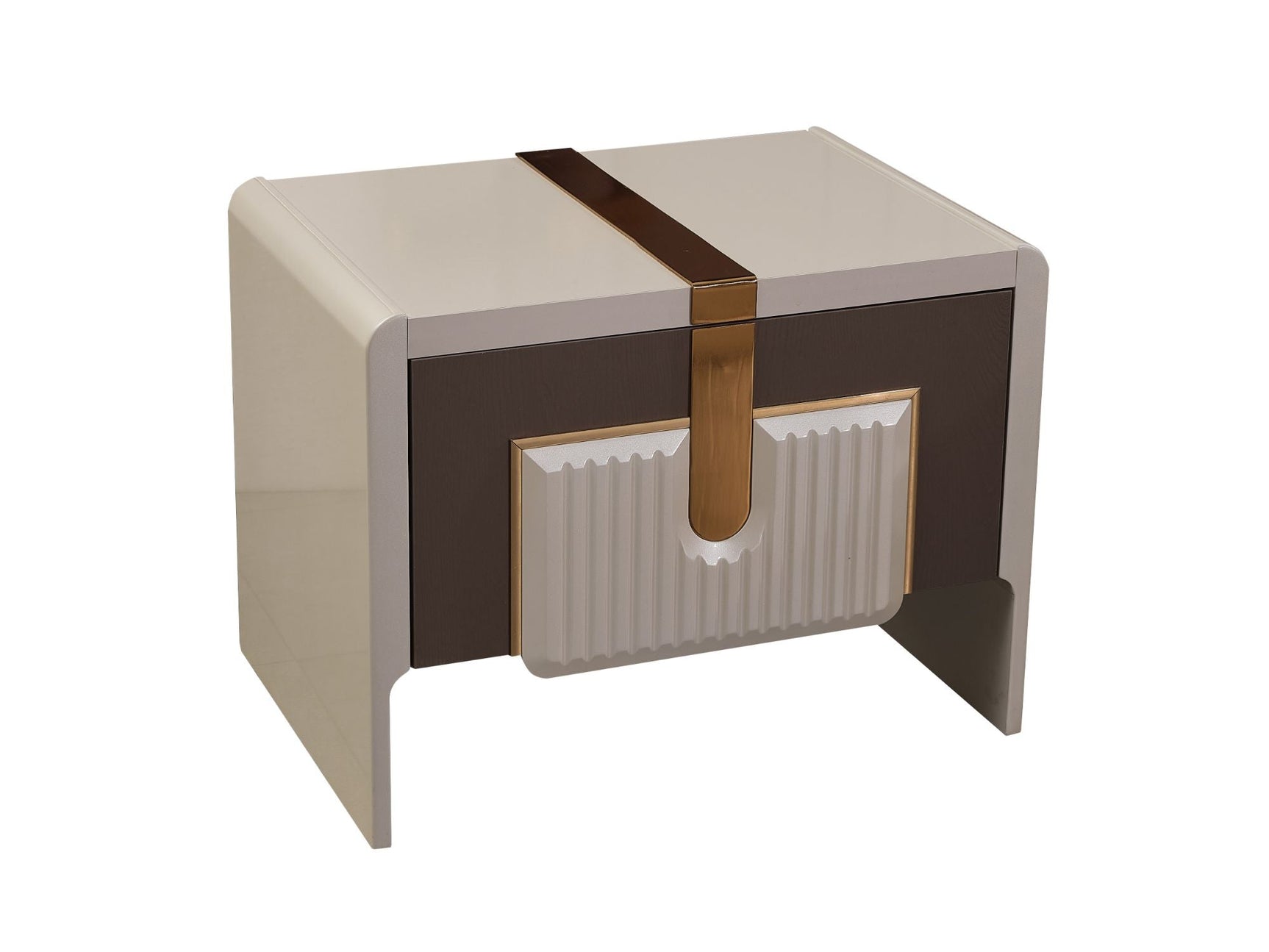 Zurich Taupe/White Bedroom Set (Queen Frame With Headboard & Dresser With Mirror & 2 Nightstand)