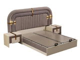 Zurich Taupe/White Bedroom Set (Queen Frame With Headboard & Dresser With Mirror & 2 Nightstand)