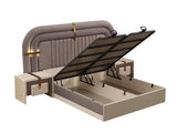 Zurich Taupe/White Bedroom Set (Queen Frame With Headboard & Dresser With Mirror & 2 Nightstand)