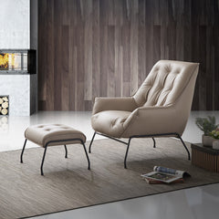 Zusa Grain Accent Chair & Ottoman - Ornate Home