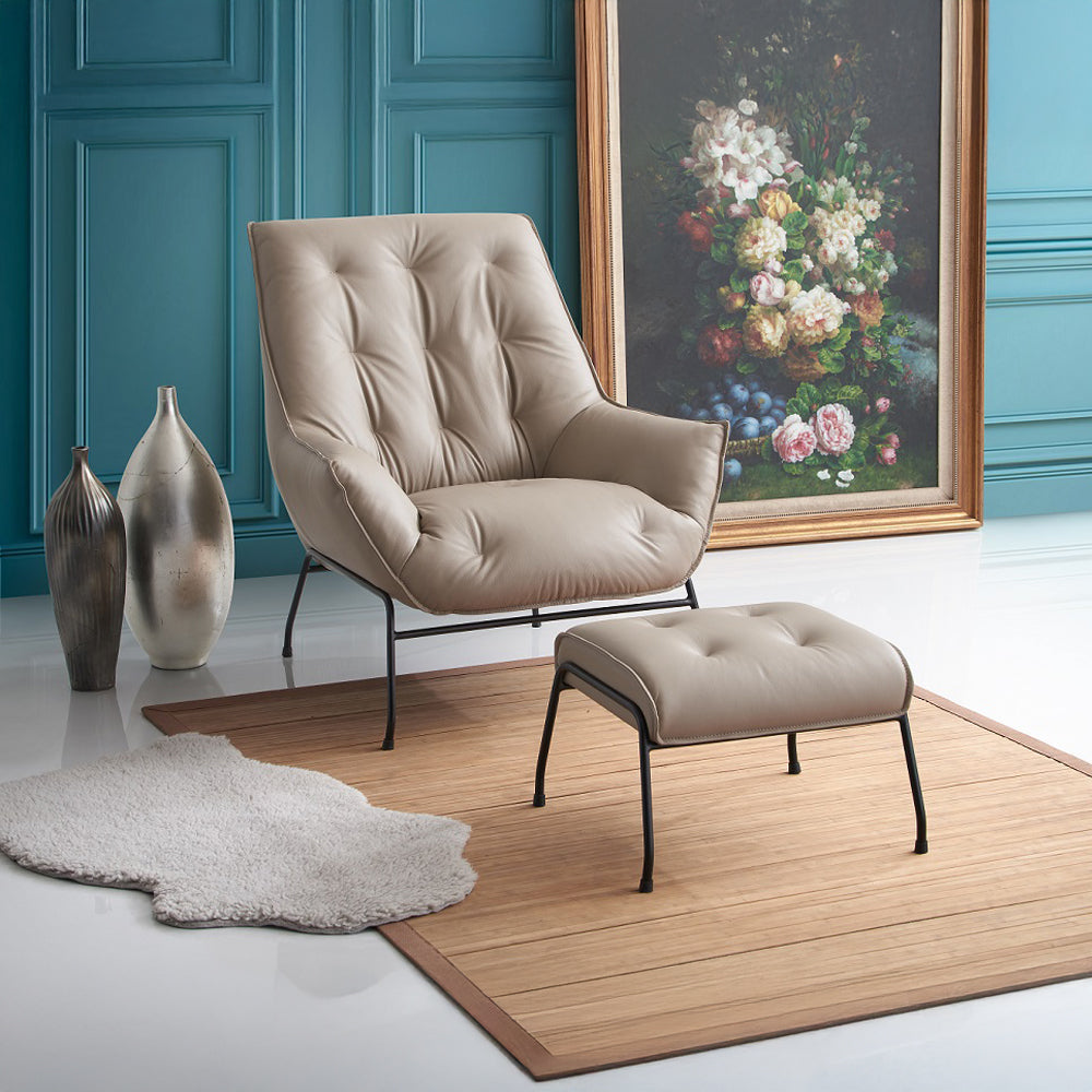 Zusa Grain Accent Chair & Ottoman - Ornate Home