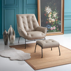 Zusa Grain Accent Chair & Ottoman - Ornate Home