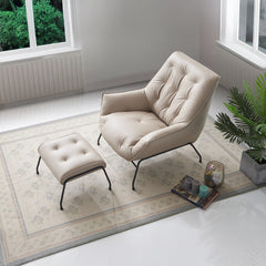 Zusa Grain Accent Chair & Ottoman - Ornate Home