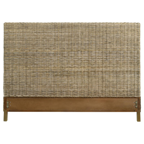 Zyla Kubu Grey Woven Rattan Eastern King Panel Headboard - Ornate Home