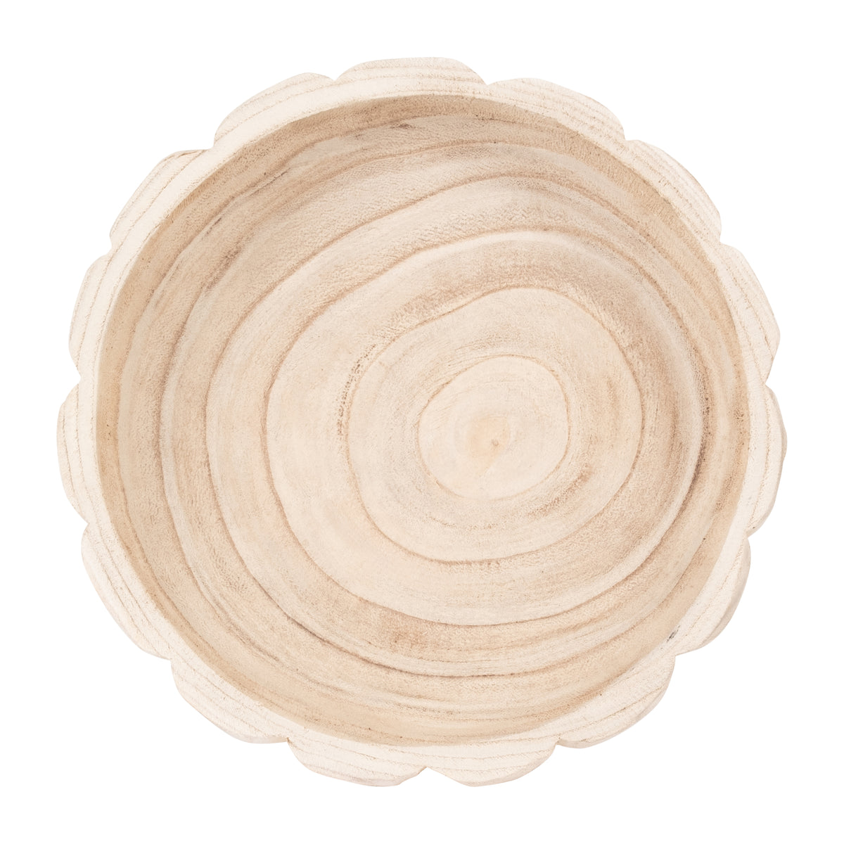 Nubieber Natural Wood Scalloped Bowl