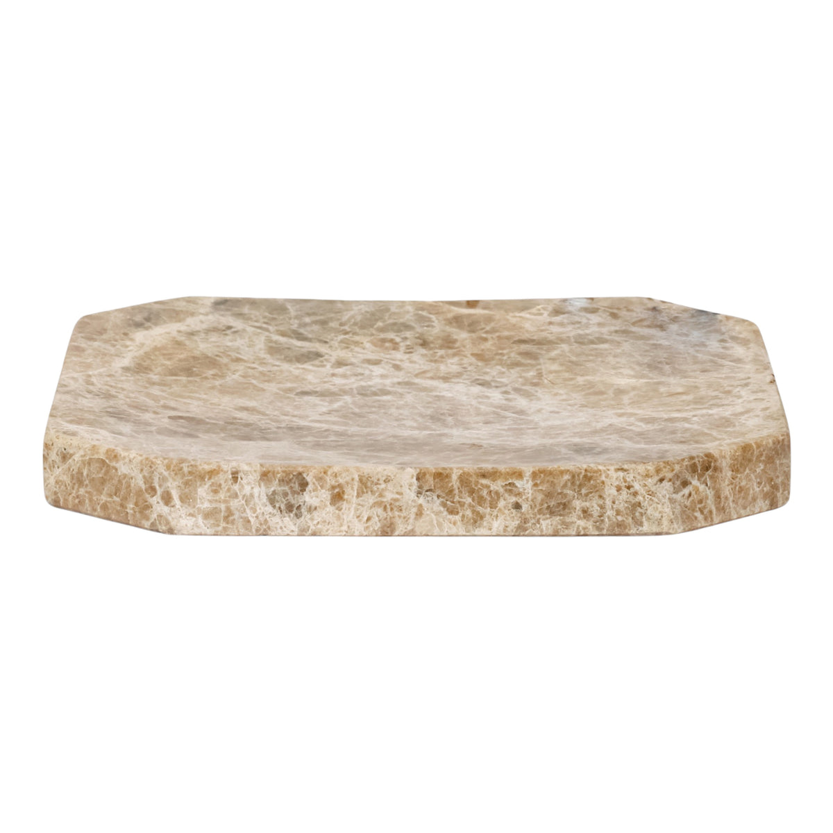 Marigold Brown Empredor Marble Tray with Blvd Edge