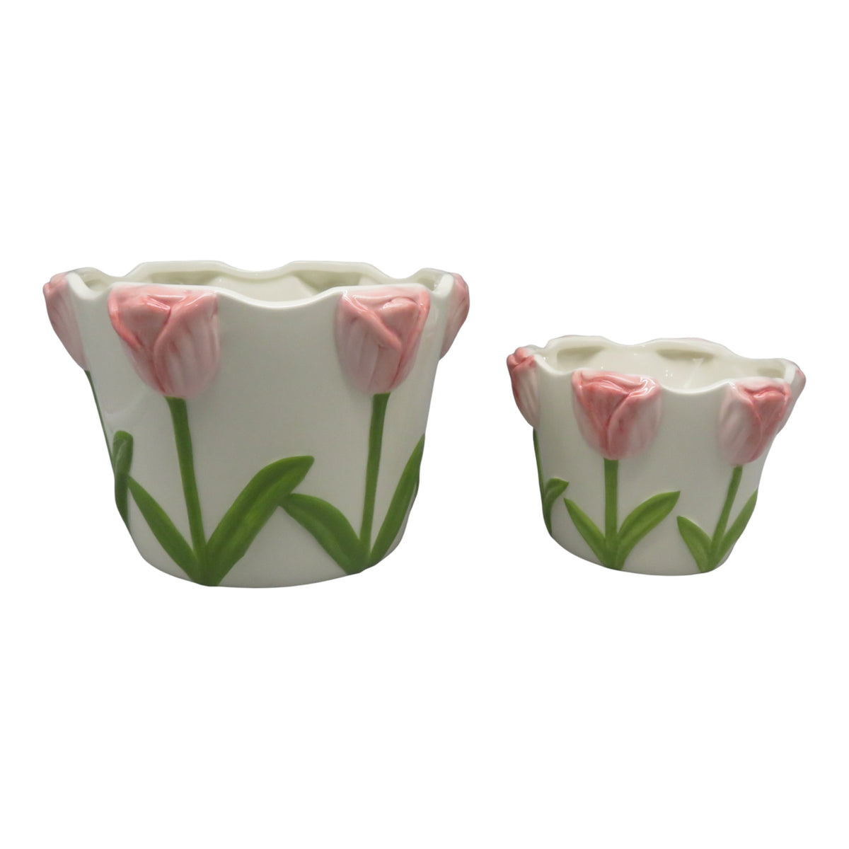 Glenbrook Multicolor Dimensional Tulips on Planters (Set of 2)
