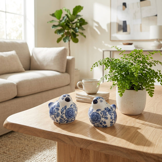 Freshwater Blue/White Chinoiserie Birds (Set of 2)