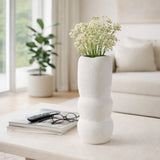 Dinuba White Ceramic Waffle Texture Organic Vase