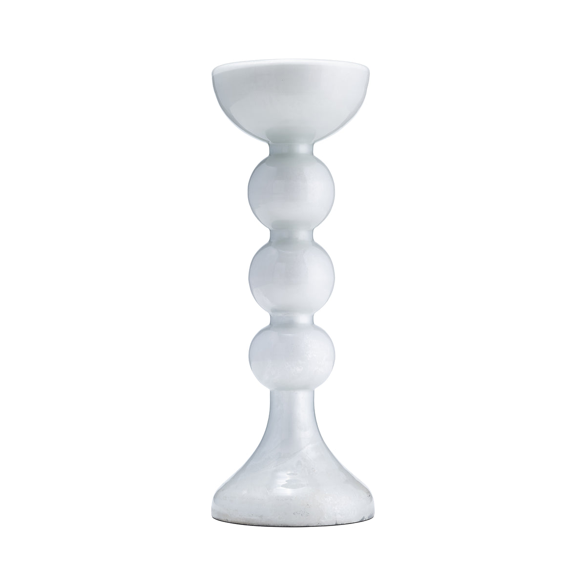 Heber White/Clear Medium Enamel Glass Bubbly Candle Holder
