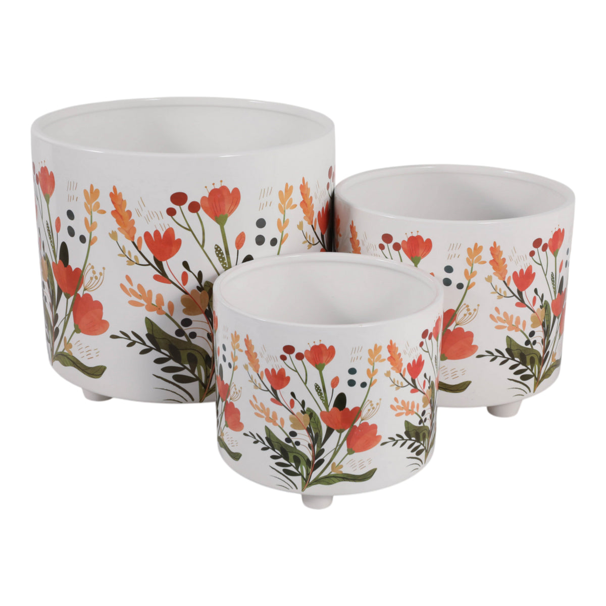 Brynham Red/Orange Planters (Set of 3)