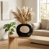 Enterprise Shiny Black Ceramic Oval Vase