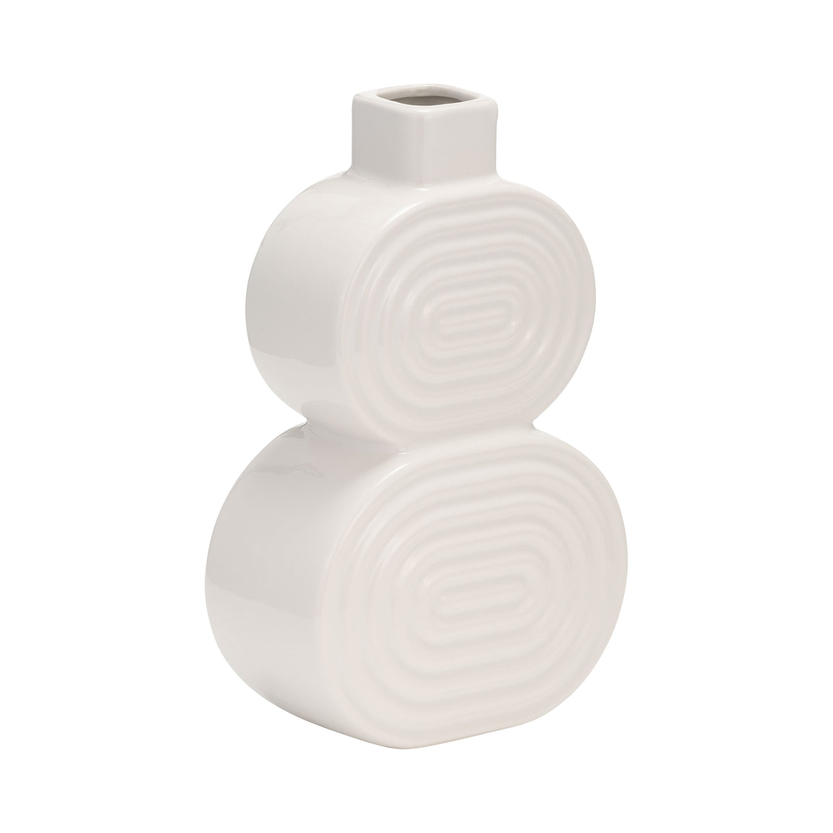 Saxon White Small Ceramic Stacked Circles Vase
