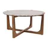 Keystone Tan/Brown Modern Coffee Table with Marble Top