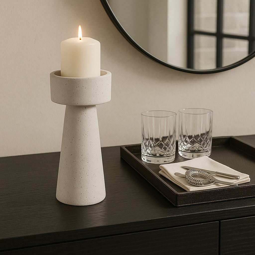 Carlin White Large Candle Holder