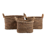 Edom Natural Water Hyacinth Chunky Baskets (Set of 3)