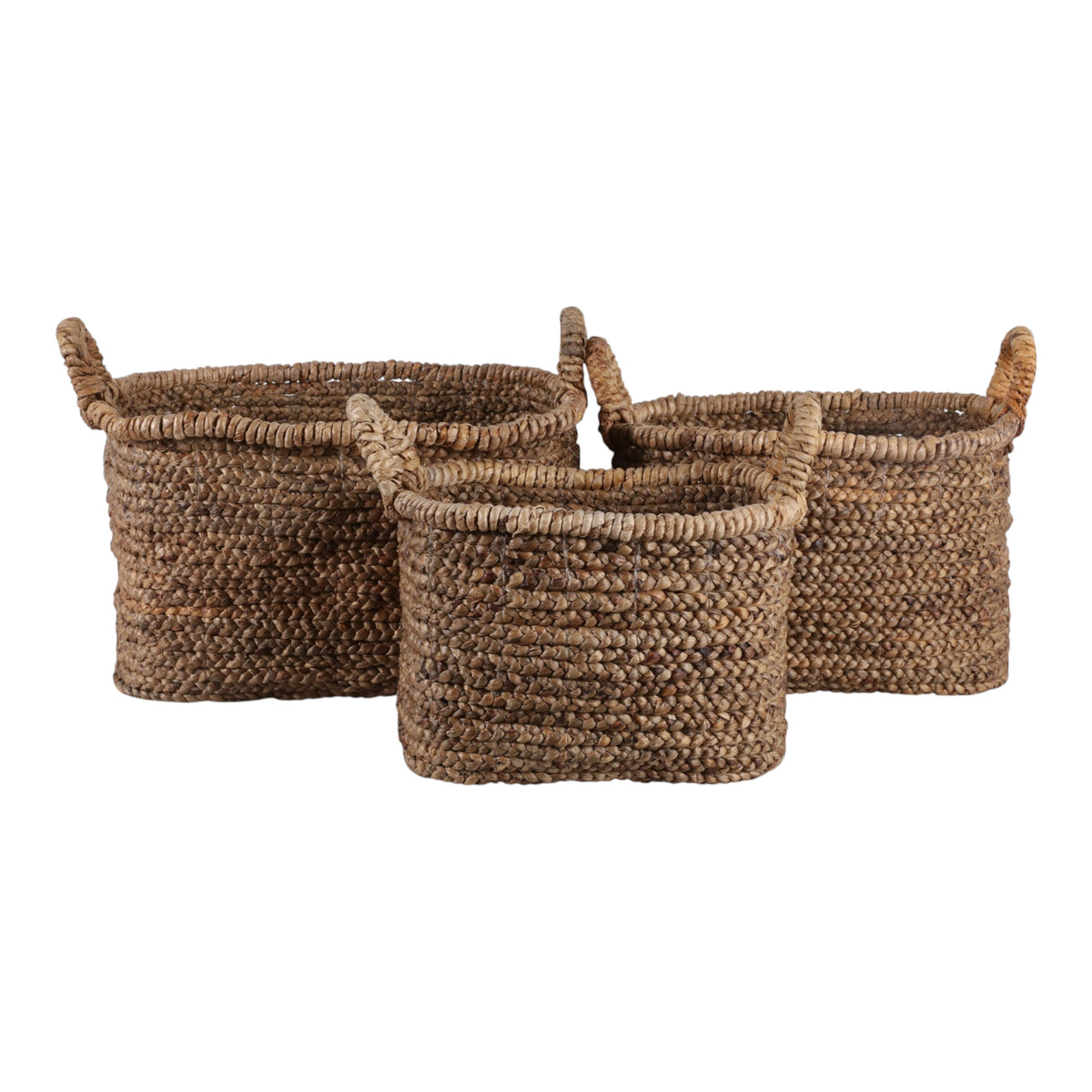 Edom Natural Water Hyacinth Chunky Baskets (Set of 3)