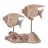 Shandon Tan/White 2 Fish Natural Wood on Stand