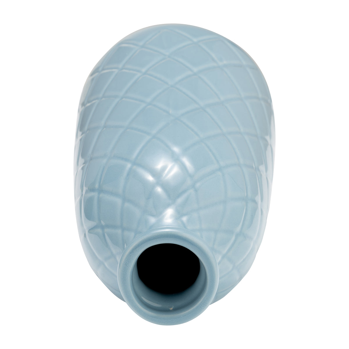 Wellsona Cameo Blue Ceramic Plaid Textured Vase