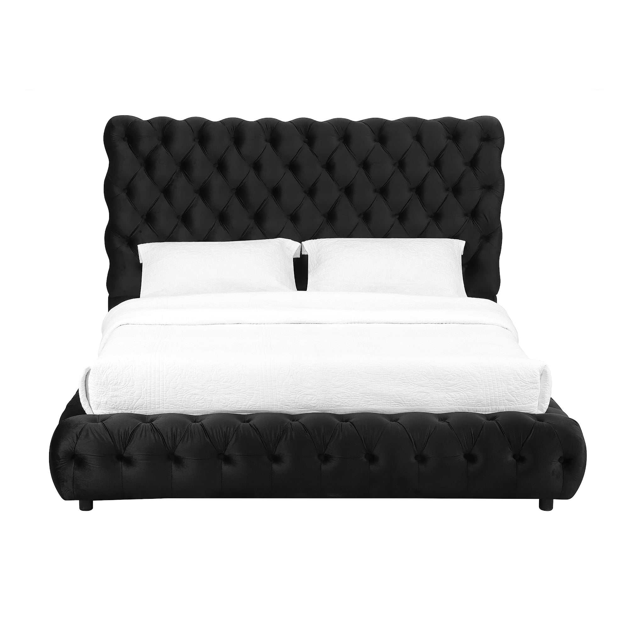 Flory Black Upholstered Platform Bed - Ornate Home