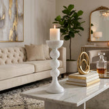 Heber White/Clear Medium Enamel Glass Bubbly Candle Holder