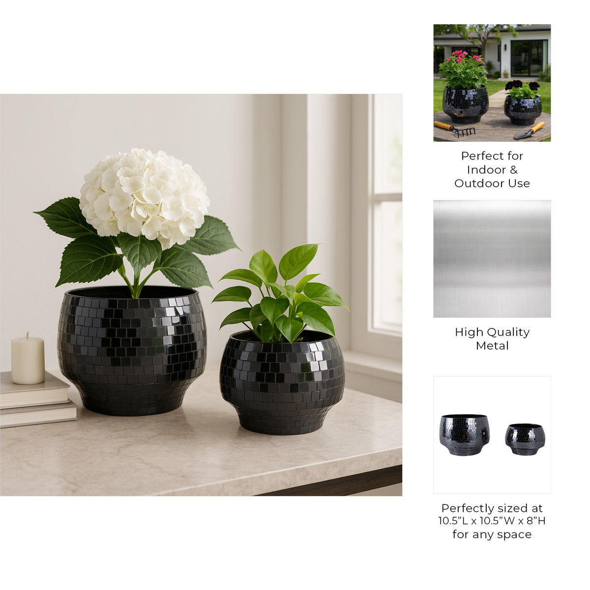 Antonshaw Black Planters (Set of 2)