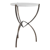 Gorman White/Bronze Accent Table with Curved Legs and Marble