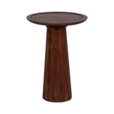 Delleker Brown Wood Pillar Shaped Side Table