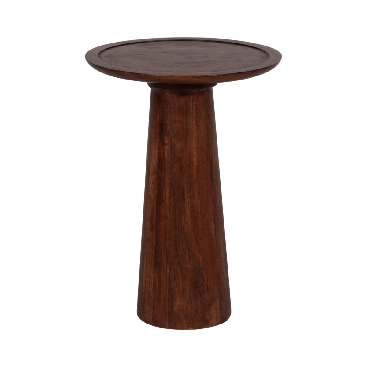 Delleker Brown Wood Pillar Shaped Side Table