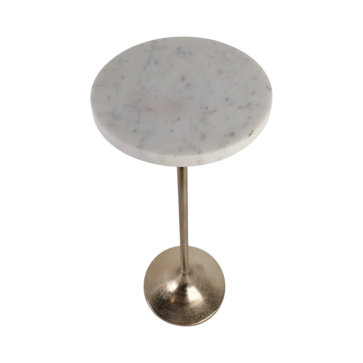 Beaumont White/Gold Drink Table with Marble Top