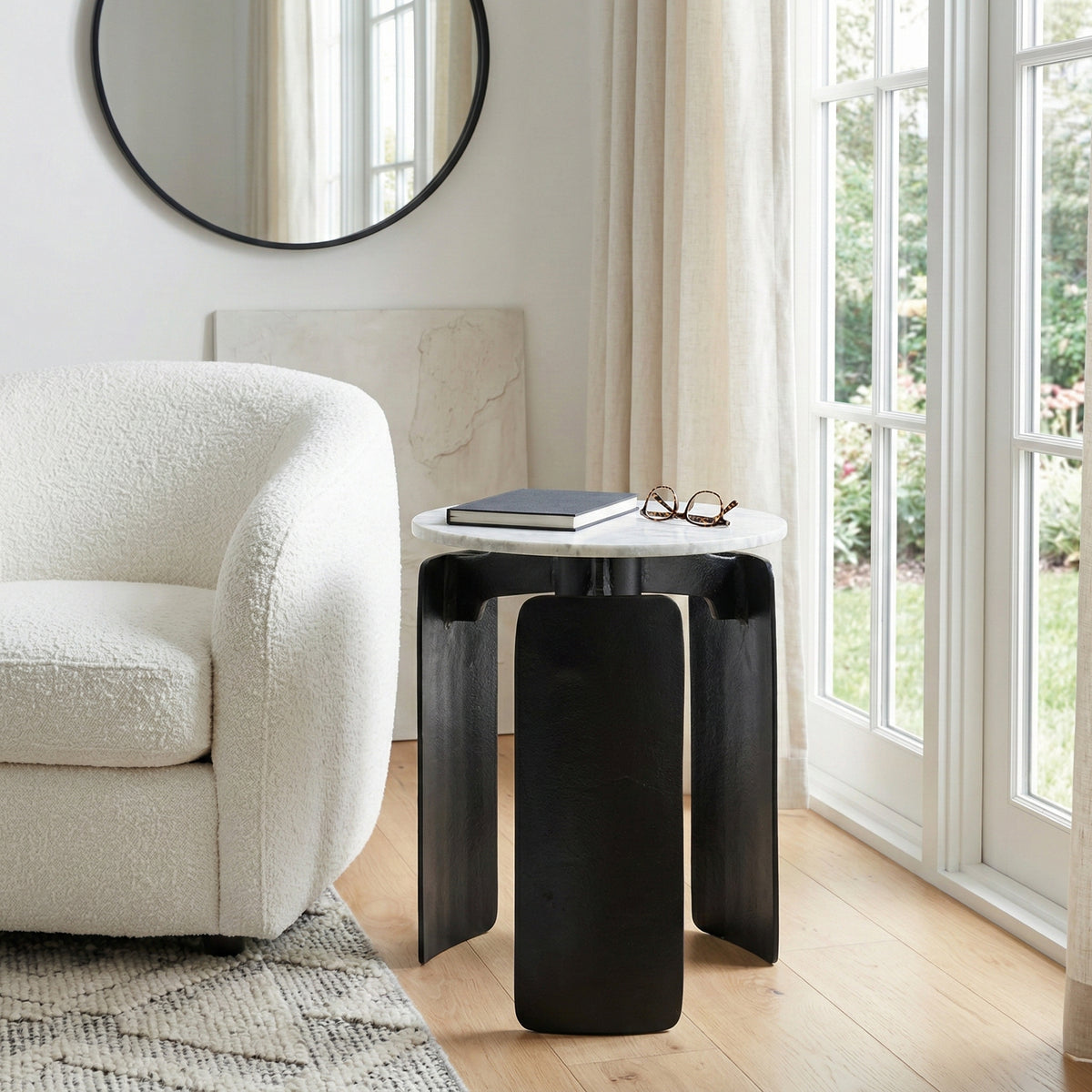 Millersville Gray/Black Marble Top 3-Footed Accent Table