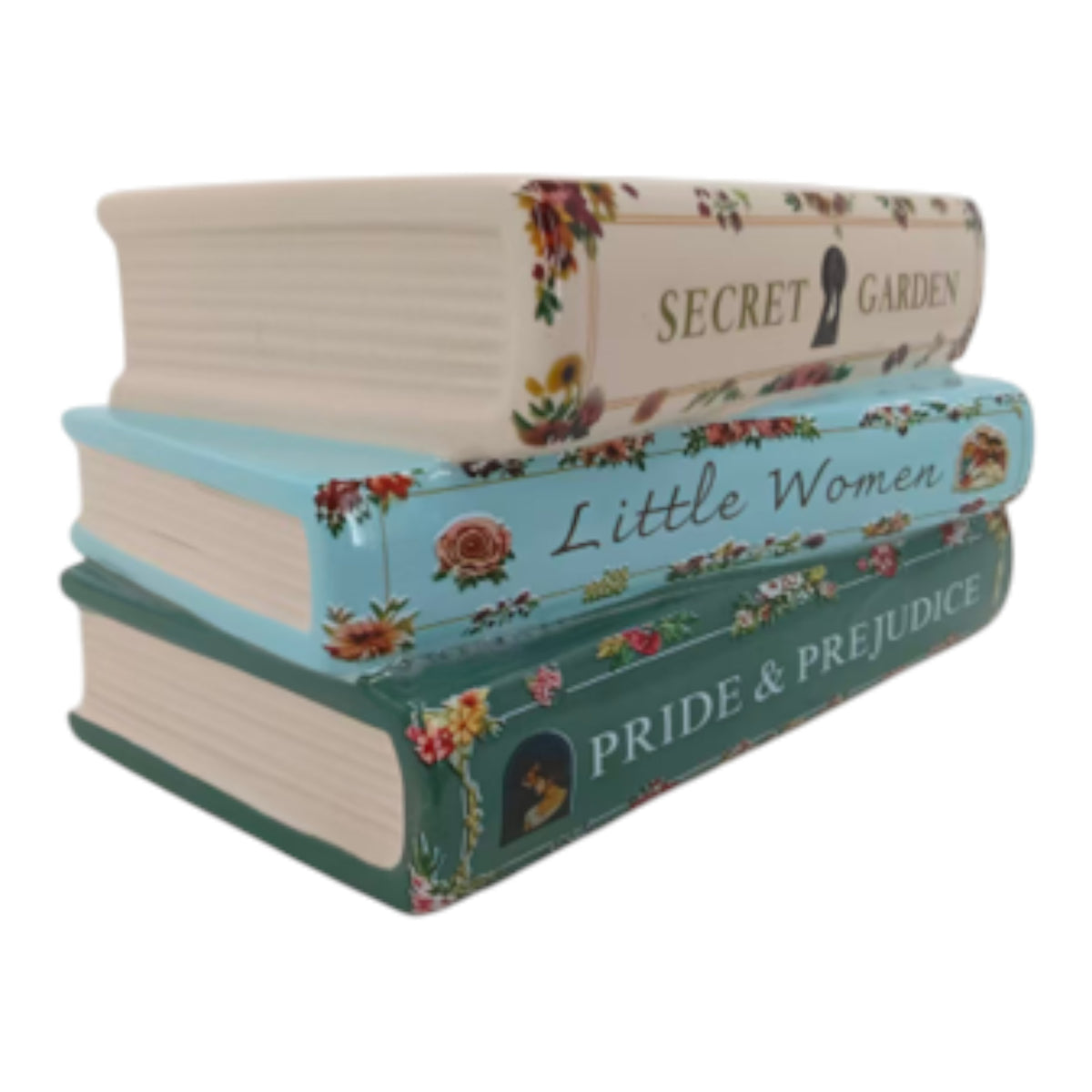 Ballena Multicolor Floral Books Stacked Planter