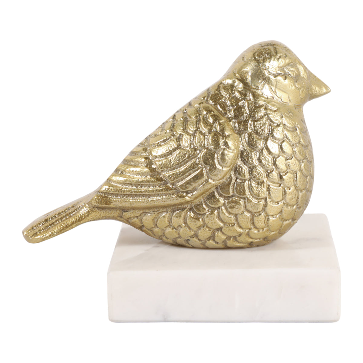 Millerham Gold/White Small Bird on Marble Base Decor