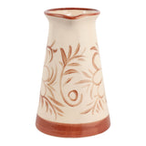 Linnie Brown/Ivory Hand Painted Flower Pitcher