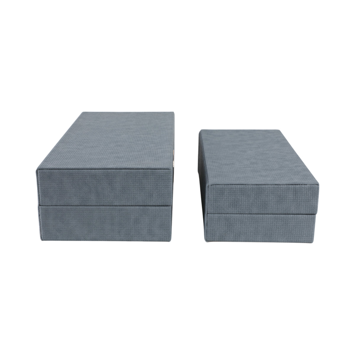Guatay Blue/Gray/Gold Rectangular Faux Leather Boxes (Set of 2)