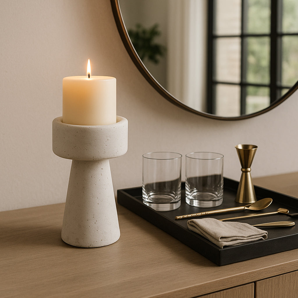 Carlin White Small Candle Holder