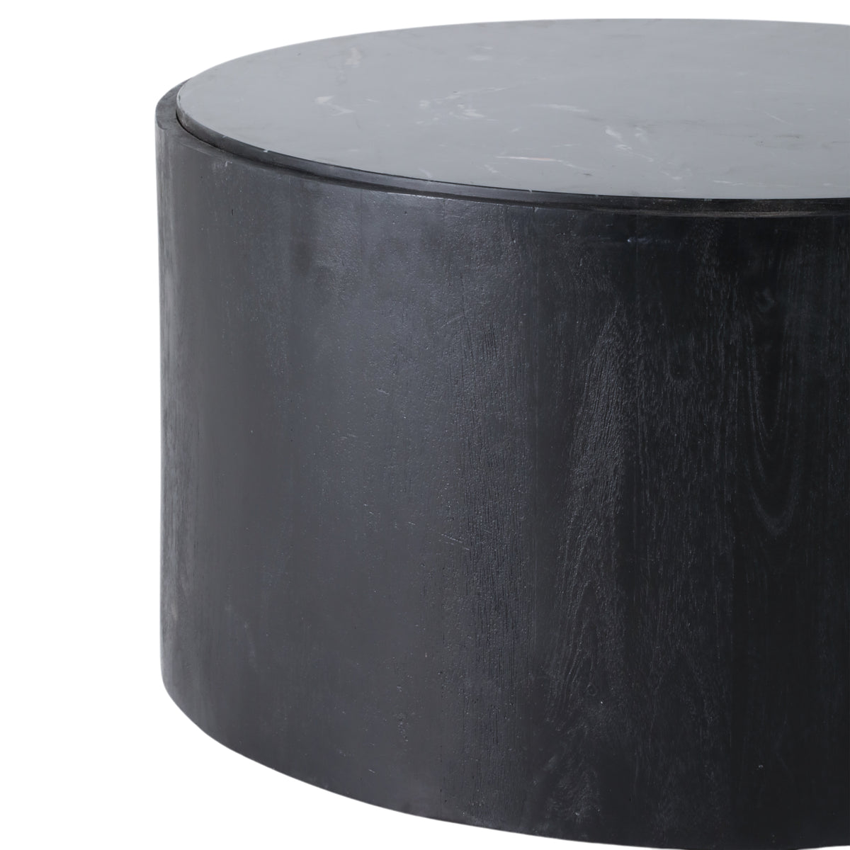 Johnsville Black/White Marble Inlay Round Coffee Table
